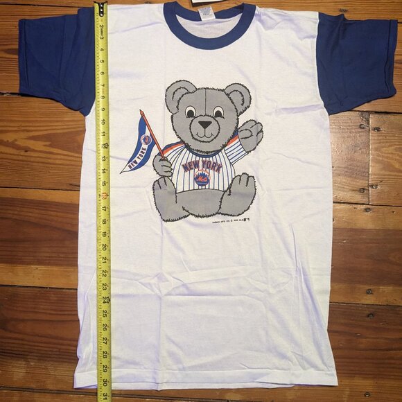 KIDS vtg NEW YORK METS teddy graphic single stitch t-shirt XL/46-48 DEADSTOCK - Picture 1 of 5